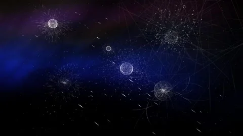 Wireframe Sphere Stars Falling Dark Background Video stock 275436299