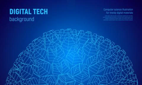 Wireframe sphere in technology background or presentation template. Abstract 3D Stock Illustration