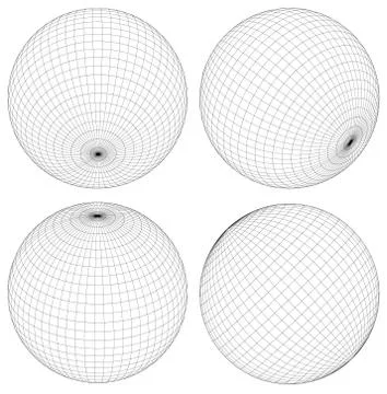 Wireframe spheres, globes. Spheres with checkered surface Stock Illustration