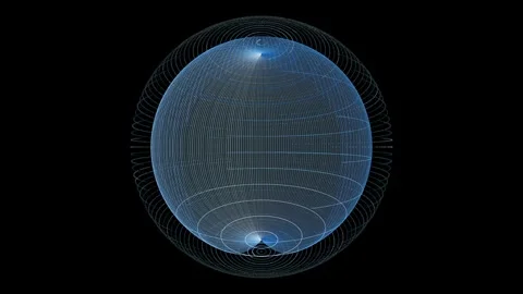 Wireframe Spheroid Abstract Technology Visualization on Black Background 스톡 동영상 334821693