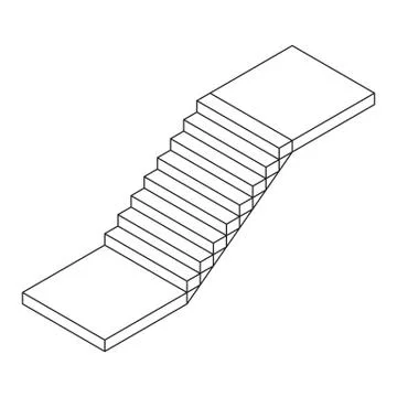Wireframe stairs, interior staircases steps Stock Illustration