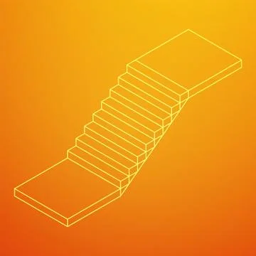 Wireframe stairs, interior staircases steps Illustrazione stock