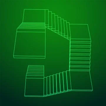 Wireframe stairs, interior staircases steps Stock Illustration