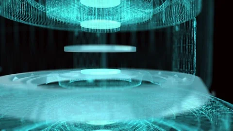 Wireframe structure and translucent parts rotating Video stock 106702947