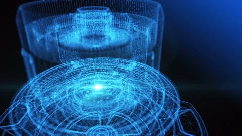 Wireframe structure and translucent parts rotating Video stock 106703041