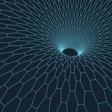 Wireframe torus with connected lines and dots . Mesh polygonal element. Vector Stock Illustration