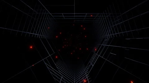 Wireframe Tunnel Glowing Techno Loop Animation Stock Footage 314059340