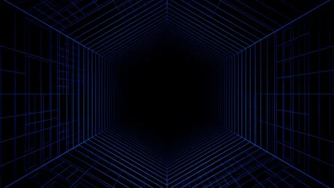 Wireframe Tunnel Glowing Techno Loop Animation Stock Footage 314059358