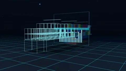 Wireframe Twin Resolving Along A Laden Container Ship On The Bow Quarter Stock Footage 344642472