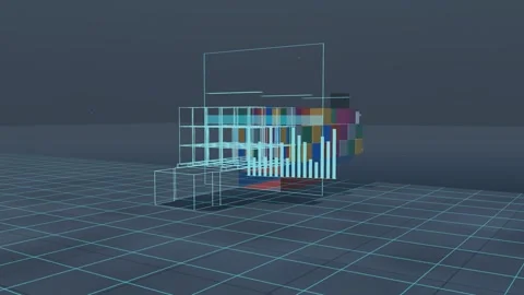 Wireframe Twin Resolving Along A Small Container Ship On Flat Water On The Bow Stock Footage 344641142