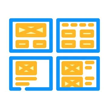 Wireframe ux ui design color icon vector illustration Stock Illustration