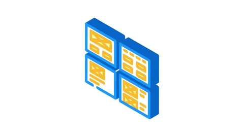 Wireframe ux ui design isometric icon animation Stock Footage 327286594