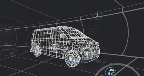 Wireframe van model static until wind turbine icon appearing causing icons Vídeos de archivo 314141062