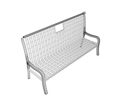 Wireframe Vector Bench isolated. Wooden bench isolated on white background... Stock Illustration