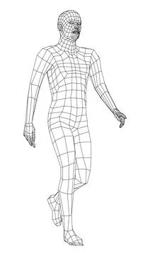 Wireframe walking man. 3d illustration 库存插图