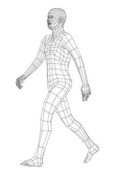 Wireframe walking man. 3d illustration Stock Illustration