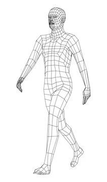 Wireframe walking man. 3d illustration Stock Illustration