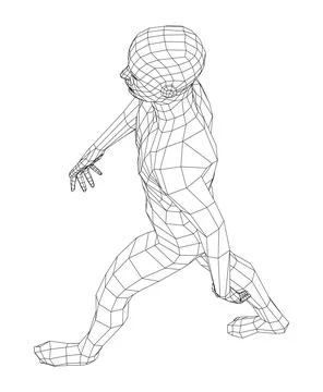 Wireframe walking man. 3d illustration Illustrazione stock