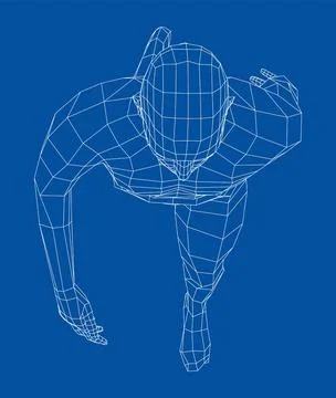 Wireframe walking man. 3d illustration 스톡 일러스트