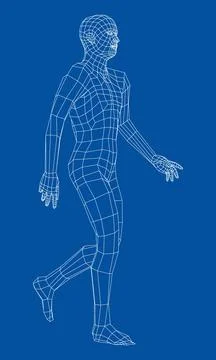 Wireframe walking man. 3d illustration Stock Illustration