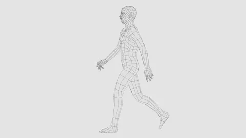 Wireframe walking man, seamless Stock Footage 146112703