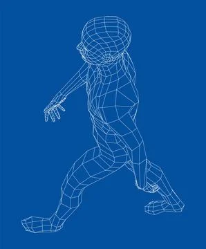 Wireframe walking man. Vector Stock Illustration
