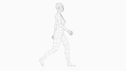 Wireframe walking woman, seamless loop animation Stock Footage 147972946