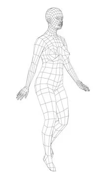 Wireframe walking woman. Vector Stock Illustration