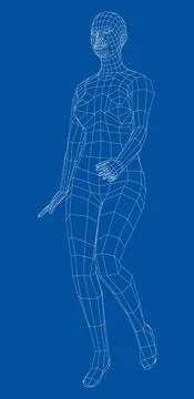 Wireframe walking woman. Vector Stock Illustration