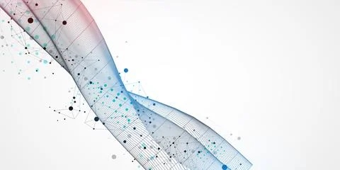 Wireframe wave. Trendy fluid cover design with plexus effect. Technology back 스톡 일러스트
