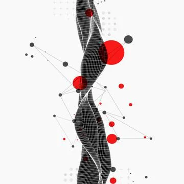 Wireframe wave. Trendy fluid cover design with plexus effect. Technology back 스톡 일러스트