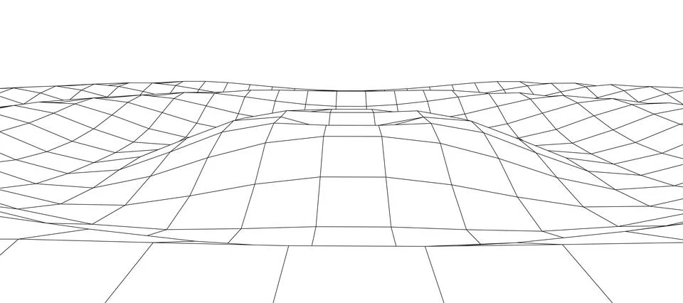 Wireframe wavy landscape background. 3D grid technology illustration landsc.. Stock Illustration