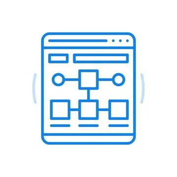 Wireframe website vector line icon. Square and rectangular connected template Stock Illustration