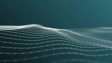 Wireframe white line wave on green technology background Stock Footage 243002099