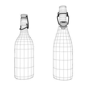 Wireframe wine bottles on white background. Wireframe Open and closed bottle  Stock Illustration