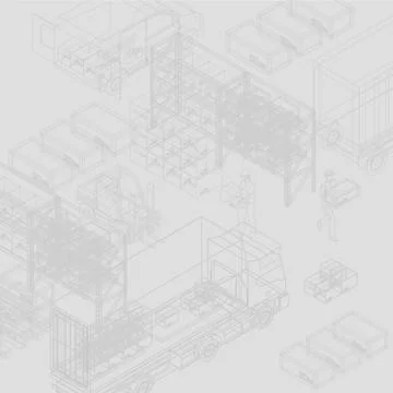 Wireframe of workers in warehouse Stock Illustration
