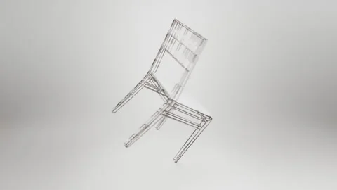 Wireframed chair spinning on one leg Stock Footage 157806053