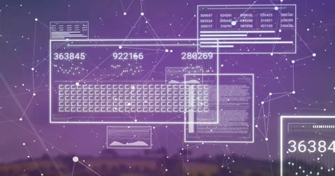 Wireframes appearing, grid panel emerging, numeric labels updating, visualizing Video stock 330509476