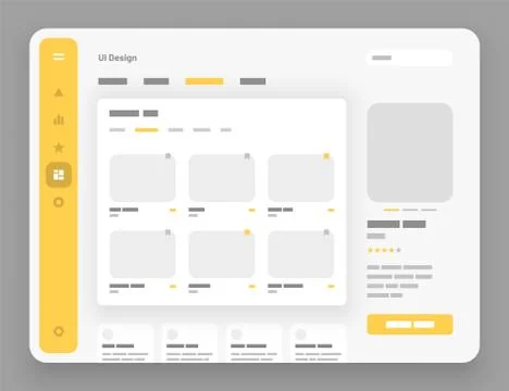 Wireframes screens. Dashboard UI and UX design. Stock Illustration
