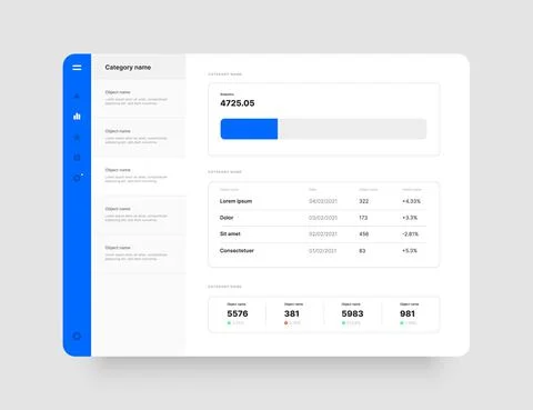Wireframes screens. Dashboard UI and UX Kit design. Stock Illustration