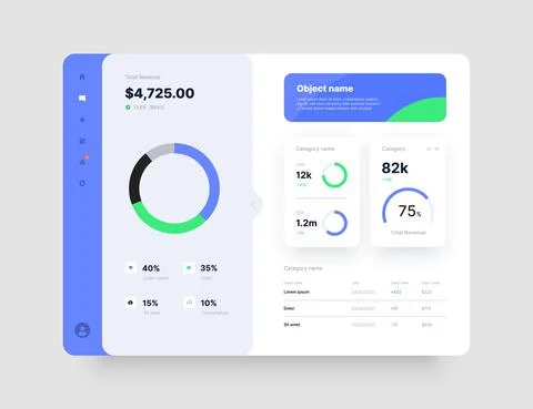 Wireframes screens. Dashboard UI and UX Kit design. Stock Illustration