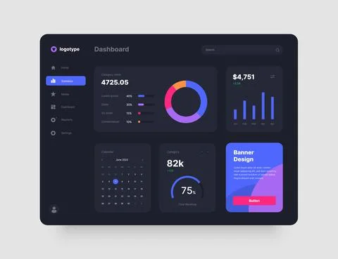 Wireframes screens. Dashboard UI and UX Kit design. Stock Illustration