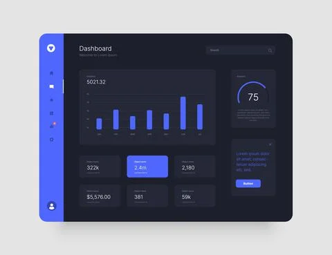 Wireframes screens. Dashboard UI and UX Kit design. Illustrazione stock