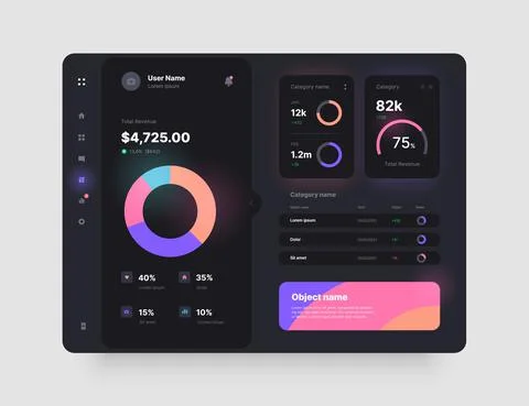 Wireframes screens. Dashboard UI and UX Kit design. Stock Illustration