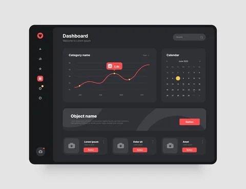 Wireframes screens. Dashboard UI and UX Kit design. Stock Illustration