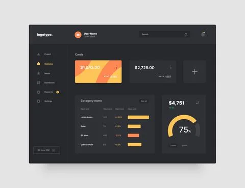 Wireframes screens. Dashboard UI and UX Kit design. Stock Illustration