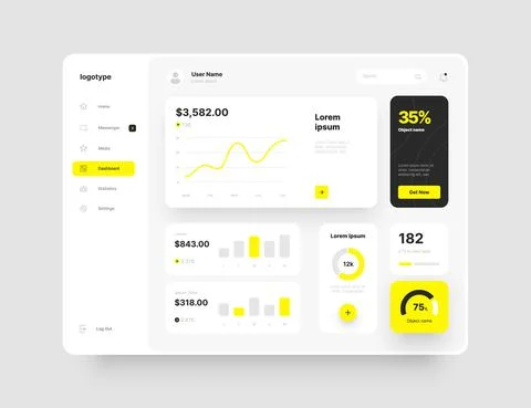 Wireframes screens. Dashboard UI and UX Kit design. Stock Illustration