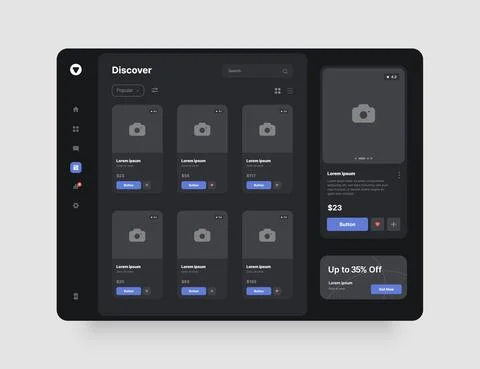 Wireframes screens. Dashboard UI and UX Kit design. Stock Illustration