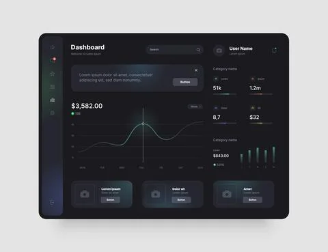 Wireframes screens. Dashboard UI and UX Kit design. Stock Illustration