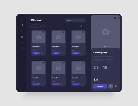 Wireframes screens. Dashboard UI and UX Kit design. Stock Illustration